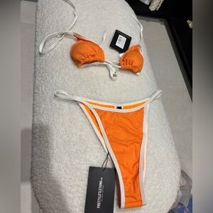 PrettyLittleThing Vibrant Orange and White Bikini